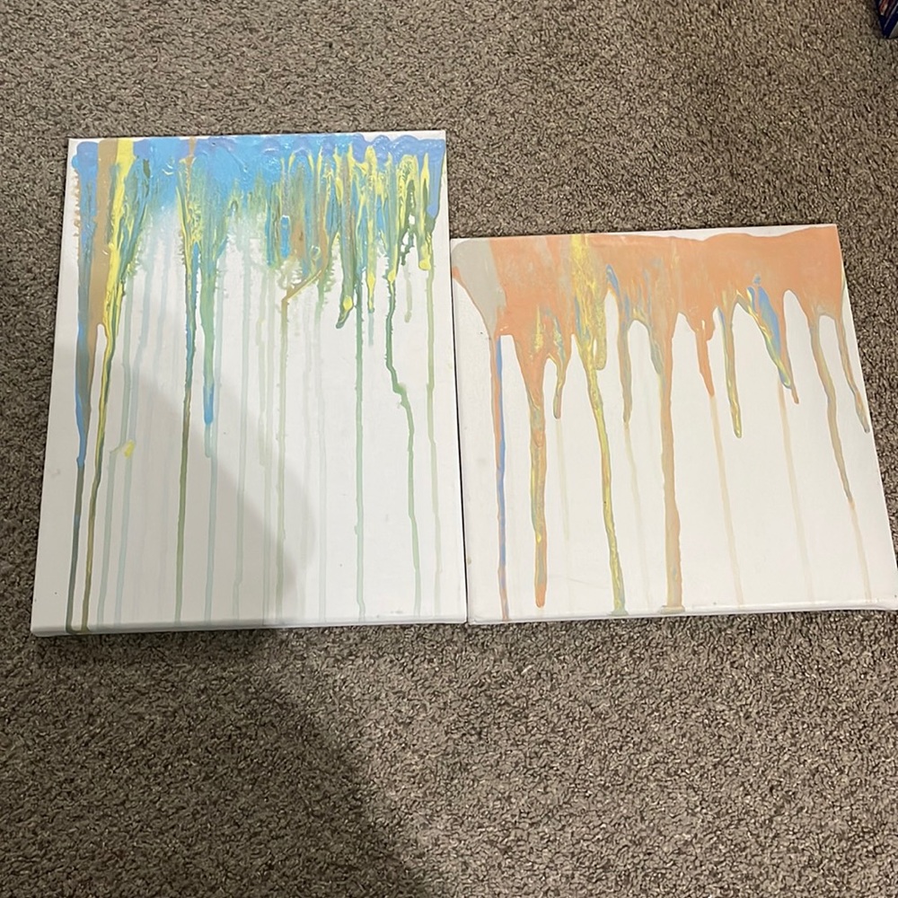 2 set drip art painting